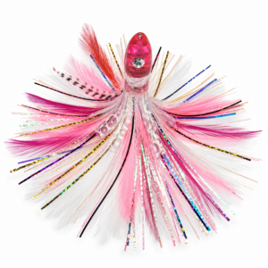 Pluma bolarín rosa y blanca