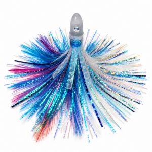 Pluma bolarín azul, rosa y blanca